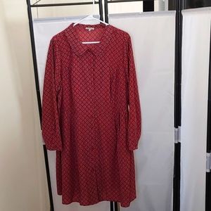 Peter pan collar-long sleeve button down dress